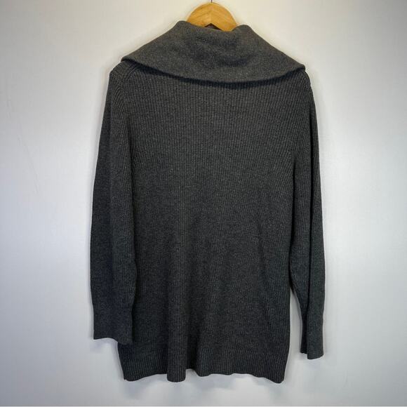 Michael Kors Half Zip knit sweater gray logo zipper - 0X - Picture 6 of 8